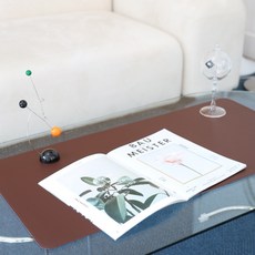 데스크매트 M L XL 테이블 책상 대형 논슬립 가죽 패드, 다크브라운