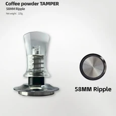 BEARR 깊이 조절 가능한 에스프레소 커피 탬퍼 투명 사이버 펑크 압력 54MMPowder 망치 분배기 바리스타 도, 01 58MM Ripple