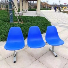 야외의자 야외벤치 휴게의자 응원의자 대기의자, 3인용 다크 블루 매트