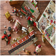 소단 크리스마스 마스킹테이프 다이어리 꾸미기 핸드메이드 디저트 선물 상자 테이프 스티커, 6개