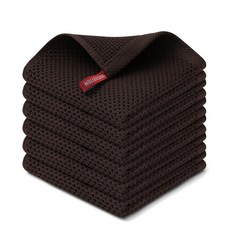Kitinjoy 100% 면 주방 행주 (30.5 x 30.5cm(12 x 12인치) 탠) 6팩 와플 직조 울트라 소프트 흡수성 접시 타월 빠른 건조 주방 타월 접시 걸, Dark Brown