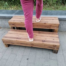나무계단 원목 사다리 스텝 발판 방부목 현관 디딤대 야외 2단 미니 무릎보호 보조, 1. 길이50x너비30x높이10 무발판, 1개