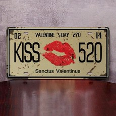 차량 번호판 빈티지 외국차 플레이트 펍 장식 소품 카페, 1개, 진분홍