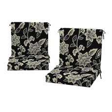 DYTXIII 야외 미드백 의자 쿠션 2개 세트 50.8 x 43.2cm2-20 17인치 방수 및 변색 방지 파티오 시트 쿠션 고탄력 폼 다이닝용 미끄럼 타이 발코니 가, 덩굴 블랙