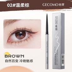 GECOMO 絲柔持色眼線膠筆 02#溫柔棕 極細滑順顯色 防水防汗持久不暈染 輕鬆卸除, 1個, 格蒙絲柔持色眼線膠筆#02, 02#温柔棕