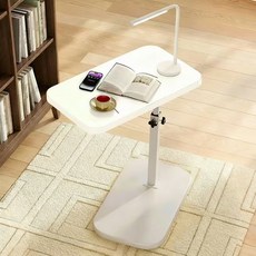 별빛 오월날 침대 식탁 쇼파 회전 높이조절 사이드테이블, 흰색