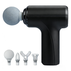 AIVK K203智能筋膜槍 筋膜按摩槍 多檔調節筋膜槍 六檔調節 健身筋膜槍 電動筋膜槍 強力震動按摩槍 按摩槍, 尊貴黑【智能6檔調節+贈4個磨頭】礼盒装, 黑色, K203