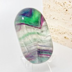 螢石手把件 彩虹光澤 紫綠晶體, 1個