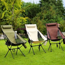 헤드 쿠션 목받침 캠핑 의자 편한 낚시 체어 접이식, 베이지