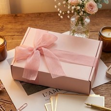 오퍼스트 파스텔 선물상자 기프트박스 리본끈 세트, 1개, 핑크