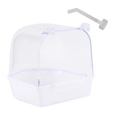 YSSHOP 앵무새 목욕통 물 샤워기 먹이통 놀이터 다용도 앵무새 목욕 상자 (코카티엘 잉꼬 카나리아용), 13cm x 13cm x 13.5cm, ABS pp pcv, 하얀색