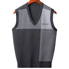 ROYALBELLE 남성 브이넥 니트 무지 디자인 데일리 슬리브리스 조끼 V0112907