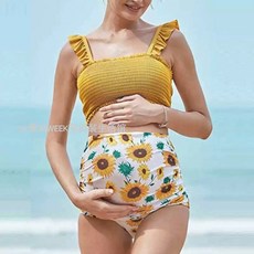임산부 수영복 셔링 하이웨스트 투피스 임부 태교여행 만삭 빅사이즈