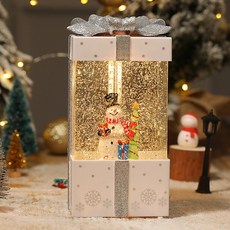 水晶球音樂盒 聖誕節裝飾擺件 氣氛夜燈, 1個, 禮包雪人, 禮包雪人