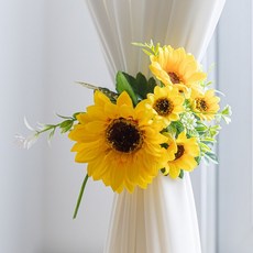해바라기 조화 커튼집게 15cm 인테리어 꽃 장식 소품 금전화 고정 홀더 풍수, 1개