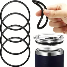 방수 텀블러 뚜껑 가스켓 누출 방지 실리콘 머그컵 우수한 밀봉 효과 16oz 및 20oz 여행 머그잔 1 개 4 개, 01 빠른  Mainland, 01 BLACK-4PCS