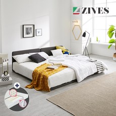 [지베스] 위드유2 슬림오픈 패밀리침대 SS+SS+라텍스50T, 연그레이