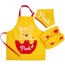 Winnie the Pooh 小熊維尼 防水圍裙+頭巾+袖套+拉鍊袋4件套
