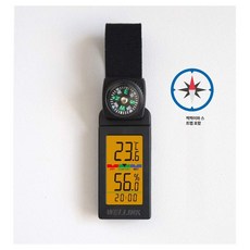 등산용 휴대용 온습도계 백패킹 날씨 차량용, 블랙 나침반 백라이트 알람 HL-107, 1개