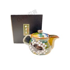 日本製 九谷燒 伊野正峰 吉田屋 青粒/紫陽花/山茶花/芙蓉 急須壺（附濾網）茶壺 泡茶壺 手工壺, 1個, 紫陽花