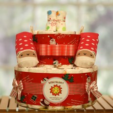 하기스기저귀 성탄절베이비샤워케이크2단선물, 여아용, 28개