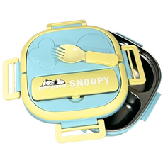 SNOOPY 史努比兒童分隔卡通餐盒 兒童餐具推薦, 藍, 1個