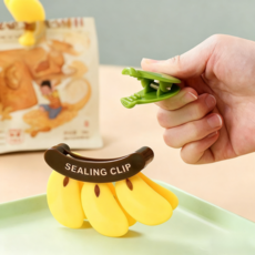 바나나 자석 봉합 집게 냉장고 장식 집게, 6개, 옐로우+그린