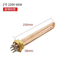 DN40/50 보일러 히터봉 온수기 220v 6kw, 1개, 250mm 2인치 황동 220V 6KW