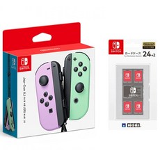 닌텐도 스위치 조이콘 세트 파스텔퍼플 파스텔그린 컨트롤러 정품+호리 카드 팩 케이스24, 조이콘 파스텔 퍼플/파스텔 그린+카드 팩 케이스
