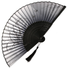 고려죽선 수공예 전통 실크 부채 접부채, 3개, 난화