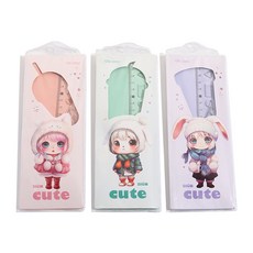 四件套學生20cm卡通直尺三角板可愛兒童文具多功能量角器文具套裝, 1個, 20釐米套裝尺顏色隨機:20cm