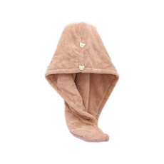 加厚珊瑚絨乾髮帽 吸水速乾包頭巾｜台灣出貨、珊瑚絨材質、快速吸水、頭髮護理, 棕