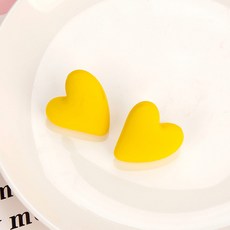 아이루리 비비드 컬러 커다란 하트 귀걸이 은침 귀여운 칼라포인트 여성 화사한 귀걸이