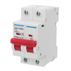 DC 태양광 PV 미니어처 회로 차단기 500V 2극 50A 타입 C DIN 레일 DZ47-63Z, 단일 50A