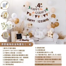 GoGraphy 收涎套組 蛇年龍年寶寶 新生兒 四個月 氣球 慶生佈置 120days 沙發 學坐椅, 原野暖咖-收涎布置包C-蛇寶款