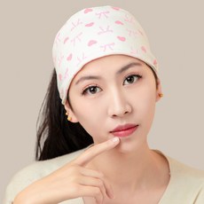 小花貓產婦帽孕婦髮帶頭巾產後防風孕婦帽月子帽透氣輕薄, 1個