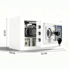 디지털금고 중형금고 가정용금고 사무실금고 내부선반 1단 금고 비밀번호 금고 20CM, 흰색