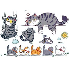 차량용 흠집 스티커 자동차 캠핑카 고양이 스티커 꾸미기, 1개, A세트