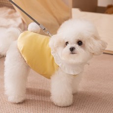 투니스 반려동물 귀여운 프릴 배색 기모 조끼, 옐로, 1개