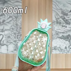 可愛造型菠蘿吸管水瓶 兒童戶外運動水杯, 淺綠色 600ml, 1個