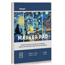 Tlenpo 마커 페이퍼 스케치북 21.6 x 27.9cm(8.5 11인치) 스케치북 번짐 방지 100장(120gsm/33.1kg(75파운드)) 성인 및 학생용 아티스트