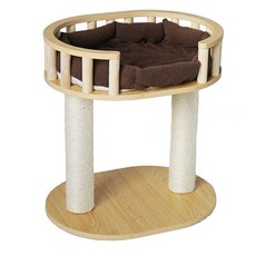 Vinta Home 貓窩貓樹貓爬架 大型貓適用 四季通用 木棒劍麻, 1個, 橢圓盆咖啡色墊子, 橢圓盆咖啡色墊子