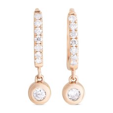 LB 익스클루시브 중고 14K 로즈 골드 다이아몬드 드롭 이어링