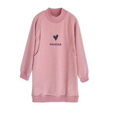 BABYSHARE時尚孕婦裝 台灣現貨加絨愛心哺乳衣，長袖加大尺碼孕婦裝，愛心圖案設計，保暖舒適，哺乳方便【J1L048】