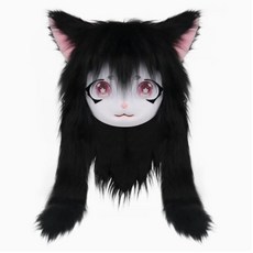 獸頭套 福瑞 cos 獸頭 cosplay 可穿戴 來圖定做, 黑色, 1個