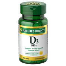 NATURE'S BOUNTY 無糖無麩質維生素D3 400IU錠, 100顆, 1罐
