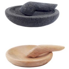 手工研磨臼杵組 天然材質廚房料理工具, 1個, 木臼 cobek kayu