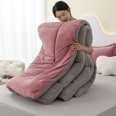 보온 이불 양털 캐시미어 겨울 이불, 핑크