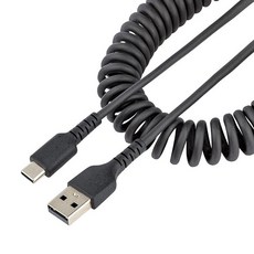 StarTech.com 30cm(1피트) USB A to C 충전 케이블 직각 - 튼튼한 고속 USB-C 2.0 Type-C 견고한 아라미드 섬유 3A 코드 (R2ACR-30C, 코일