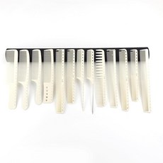 Axemoore 화이트/블랙 살롱 전문 이발소 카본 빗 내열성 정전기 방지 헤어 8명 세트 13피스-화이트 168720